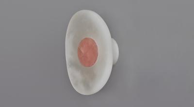 Emmanuel Levet Stenne Alabaster and pink quartz sconce