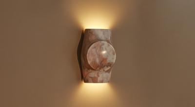 Emmanuel Levet Stenne Kuros pink marble wall light by Emmanuel Levet Stenne