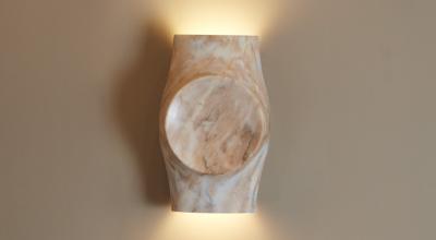 Emmanuel Levet Stenne Kuros pink marble wall light by Emmanuel Levet Stenne