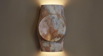 Emmanuel Levet Stenne Kuros pink marble wall light by Emmanuel Levet Stenne