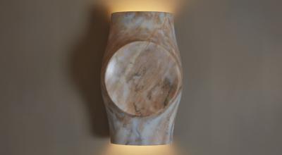Emmanuel Levet Stenne Kuros pink marble wall light by Emmanuel Levet Stenne