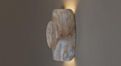 Emmanuel Levet Stenne Kuros pink marble wall light by Emmanuel Levet Stenne