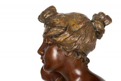 Emmanuel Villanis Bronze Sculpture Bust of Thais