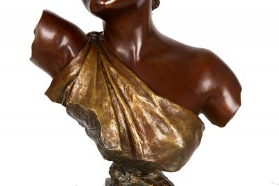 Emmanuel Villanis Bronze Sculpture Bust of Thais