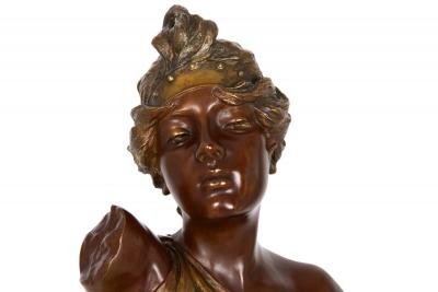 Emmanuel Villanis Bronze Sculpture Bust of Thais