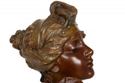 Emmanuel Villanis Bronze Sculpture Bust of Thais