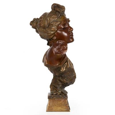 Emmanuel Villanis Bronze Sculpture Bust of Thais