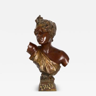 Emmanuel Villanis Bronze Sculpture Bust of Thais