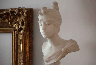 Emmanuel Villanis Phryne Marble Bust of a Sensuous Young Woman