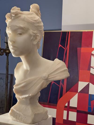 Emmanuel Villanis Phryne Marble Bust of a Sensuous Young Woman