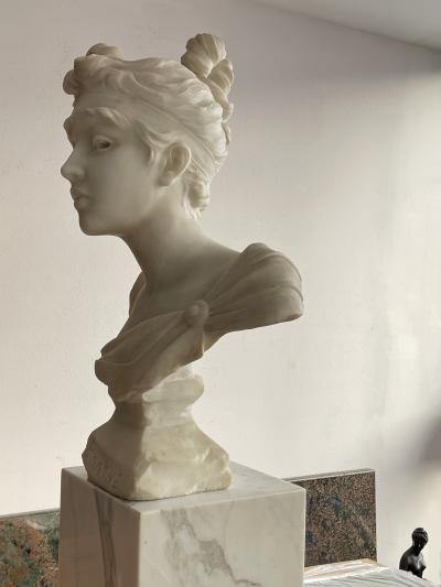 Emmanuel Villanis Phryne Marble Bust of a Sensuous Young Woman