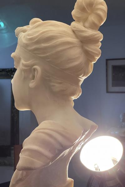 Emmanuel Villanis Phryne Marble Bust of a Sensuous Young Woman