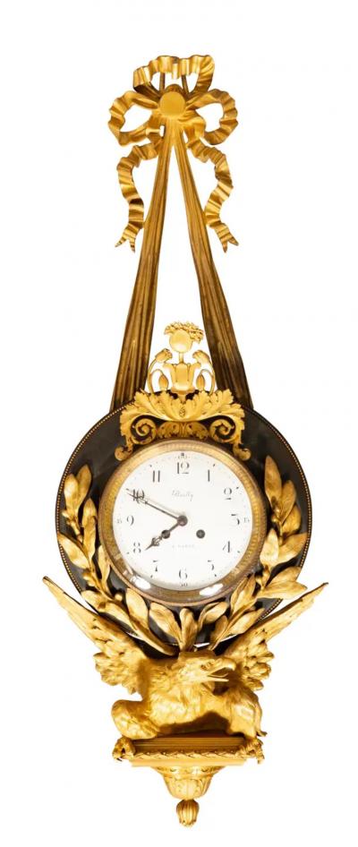 Empire Bronze and Ormolu Cartel Clock by Bailly Paris