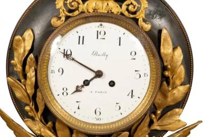 Empire Bronze and Ormolu Cartel Clock by Bailly Paris