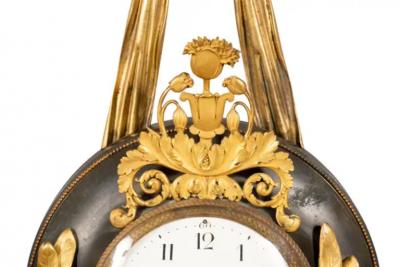 Empire Bronze and Ormolu Cartel Clock by Bailly Paris