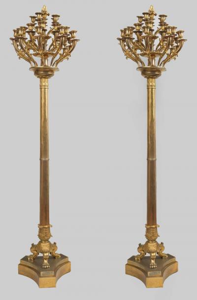 Empire Gilt Bronze Candleholders or Floor Lamps 1800