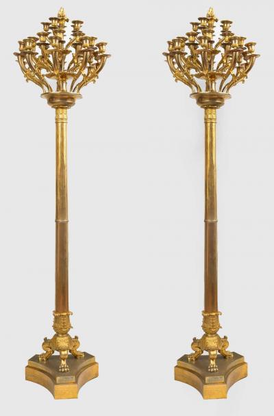 Empire Gilt Bronze Candleholders or Floor Lamps 1800