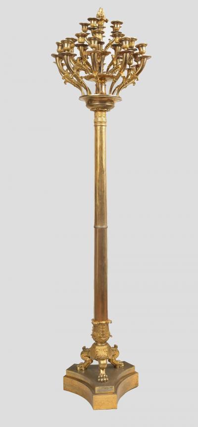 Empire Gilt Bronze Candleholders or Floor Lamps 1800