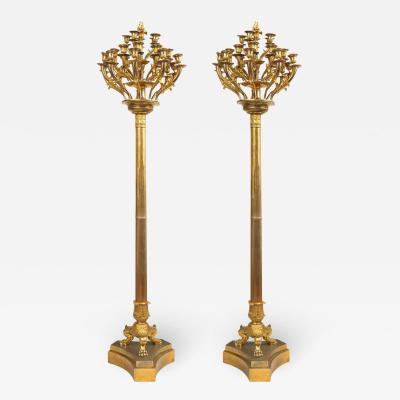 Empire Gilt Bronze Candleholders or Floor Lamps 1800