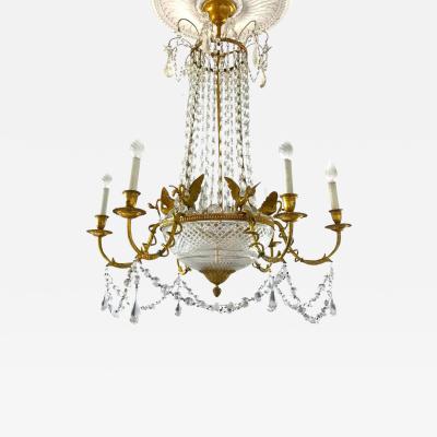 Empire Gilt Bronze and Crystal Chandelier Six Arms 1815