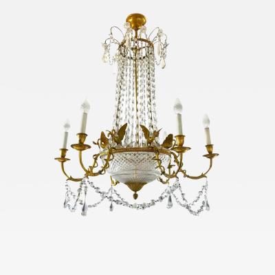 Empire Gilt Bronze and Cut Crystal Chandelier circa 1815