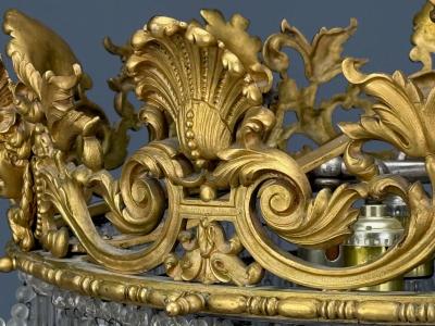 Empire Impressive Pendant Light Dore Bronze Crystal France 19th c 