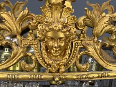 Empire Impressive Pendant Light Dore Bronze Crystal France 19th c 