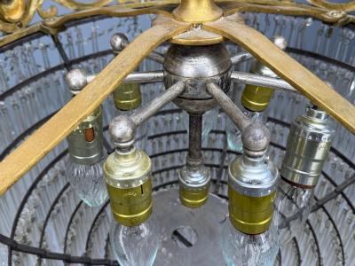 Empire Impressive Pendant Light Dore Bronze Crystal France 19th c 