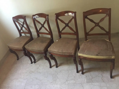 Empire Restauration Walnut Chairs France 1820