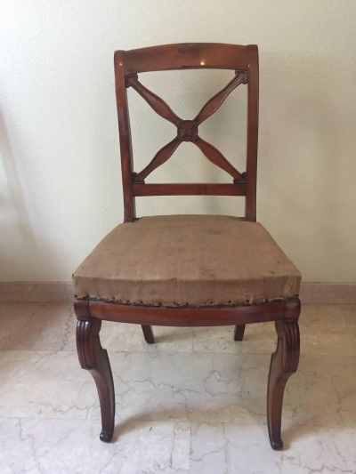 Empire Restauration Walnut Chairs France 1820