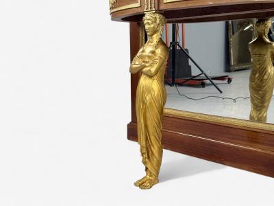 Empire Revival Mahogany Bronze Monumental Mirror and Console France 19th c 