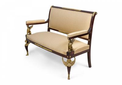 Empire Revival Upholstered Mahogany and Ormolu 7 Piece Salon Set