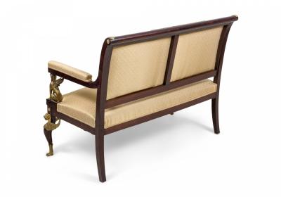 Empire Revival Upholstered Mahogany and Ormolu 7 Piece Salon Set