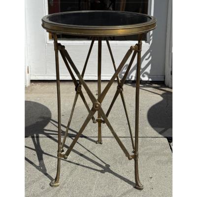 Empire Style Black Marble Brass Gueridon Side Table