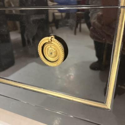 Empire Style Chest of Drawers Lacquered with White Marble 19th Century