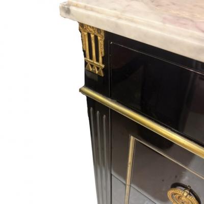 Empire Style Chest of Drawers Lacquered with White Marble 19th Century