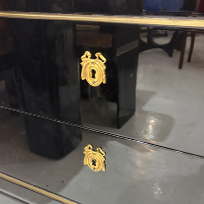 Empire Style Chest of Drawers Lacquered with White Marble 19th Century