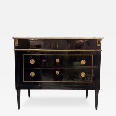 Empire Style Chest of Drawers Lacquered with White Marble 19th Century