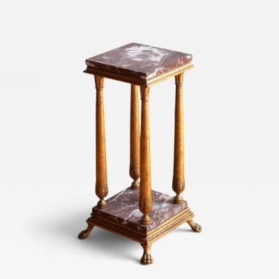 Empire Style Gilded Marble Pedestal 19th Century