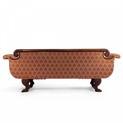 Empire Style Mahogany Sofa with Peach Upholstery