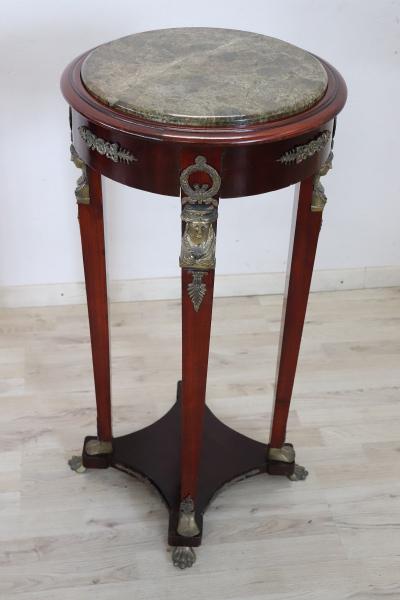 Empire Style Wooden Gu ridon with Bronze and Marble Top