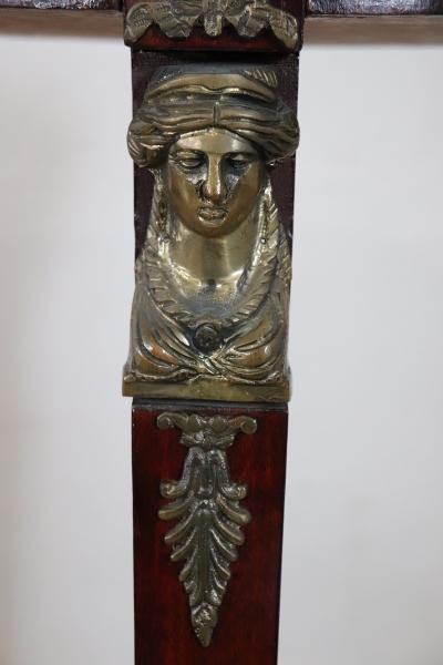 Empire Style Wooden Gu ridon with Bronze and Marble Top