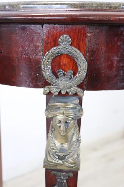 Empire Style Wooden Gu ridon with Bronze and Marble Top