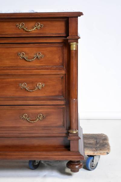 Empire chest of drawer with ormolu mahogany marble top c a 1860 s France