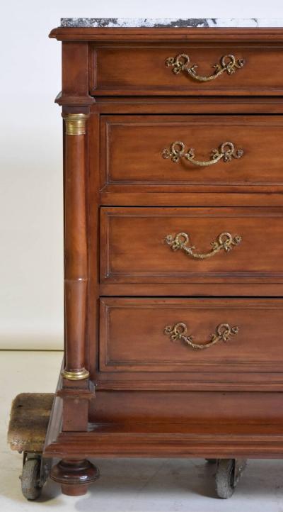 Empire chest of drawer with ormolu mahogany marble top c a 1860 s France