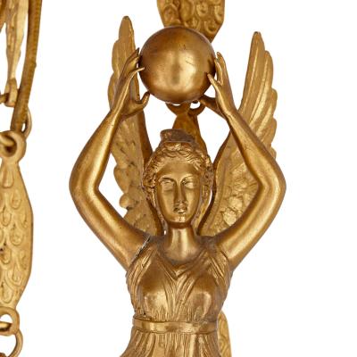 Empire period French gilt bronze six light chandelier