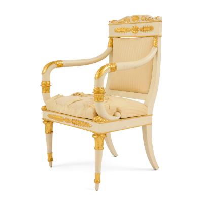 Empire period gilt and painted wood three piece salon suite