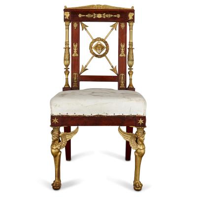 Empire style mahogany and gilt bronze side chair