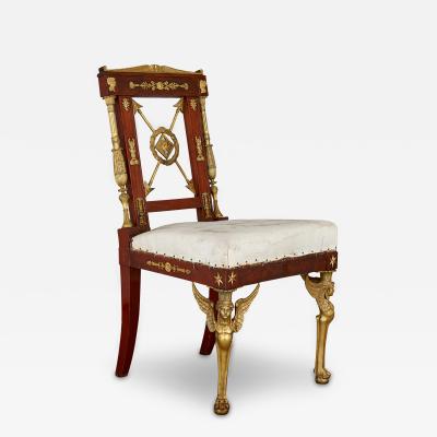 Empire style mahogany and gilt bronze side chair