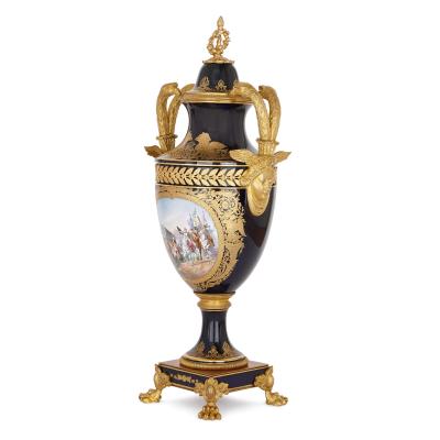 Empire style porcelain and gilt bronze Napoleon vase